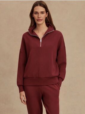 Varley Hawley Half-Zip Sweatshirt in New Maroon